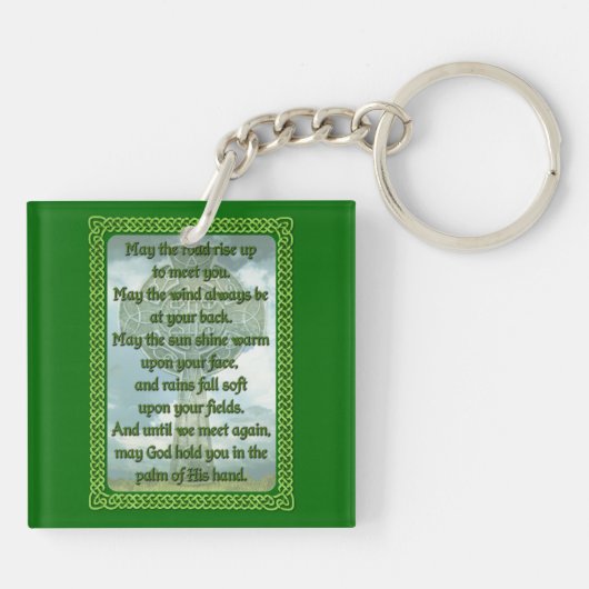 Green Irish Blessing Sleutelhanger (Achterkant)