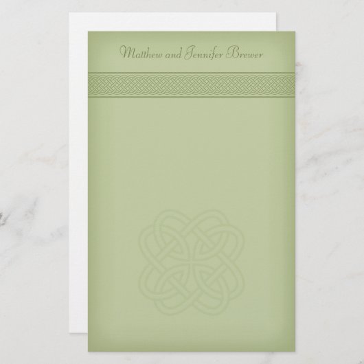 Green Irish Celtic Knot Gepersonaliseerd Briefpapi Briefpapier (Voorkant / Achterkant)
