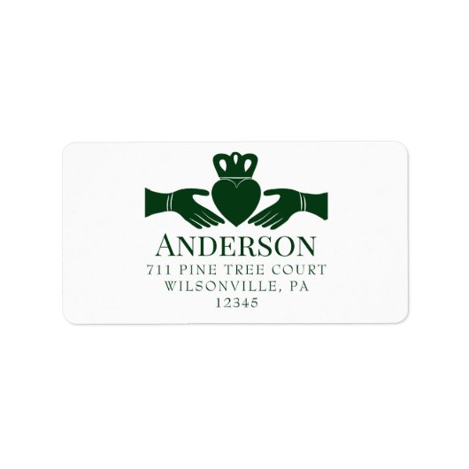 Green Irish Claddagh Ring Return Address Etiket (Voorkant)