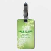 Green Irish Clover Elegant Bokeh Sparkles Custom Bagagelabel (Achterkant verticaal)