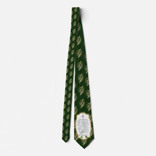 Green Irish Harp & Shamrock St. Patrick Stropdas (Achterkant)