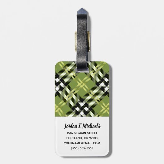 Green Irish Pset Pattern Bagagelabel (Achterkant verticaal)