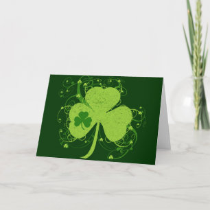 Green Irish Shamrock Kaart