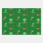 GREEN IRISH SHAMROCKS PIPES TOP HATS INPAKPAPIER VEL (Voorkant 2)