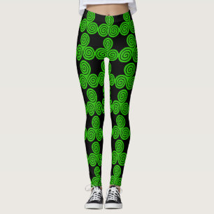 Green Irish Triskel Happy St Patrick B Leggings