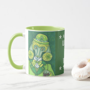 GREEN IRLANDE POODLE, ST. PATRICK'S DAY DOG MUG