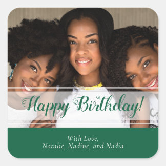 Green is Good Photo Happy Birthday Vierkante Sticker