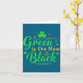 Green Is The New Black - St. Patrick’s Day Shamroc Kaart (Gele Bloem)