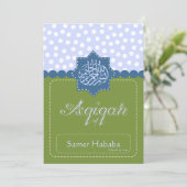 Green Islam Aqiqah Baby polka point invitation (Debout devant)