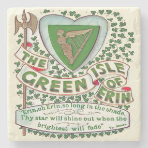 Green Isle of Erin, Irish Marble Onderzetter, Ierl Stenen Onderzetter