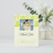 Green + Ivory Damask Merci Carte postale, (Debout devant)