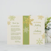 Green Ivory Gold Snowflake Programme de mariage hi (Debout devant)