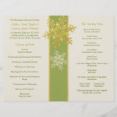Green Ivory Gold Snowflake Programme de mariage hi (Dos)
