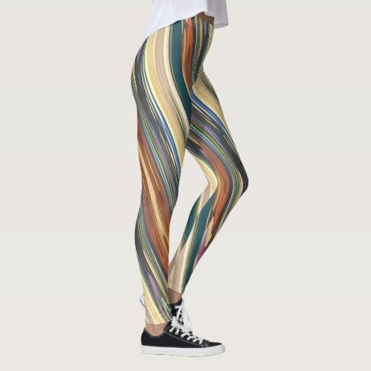 Green Ivory Irregular Stripes Leggings (Droite)