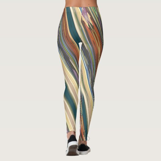 Green Ivory Irregular Stripes Leggings (Dos)