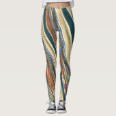 Green Ivory Irregular Stripes Leggings (Devant)