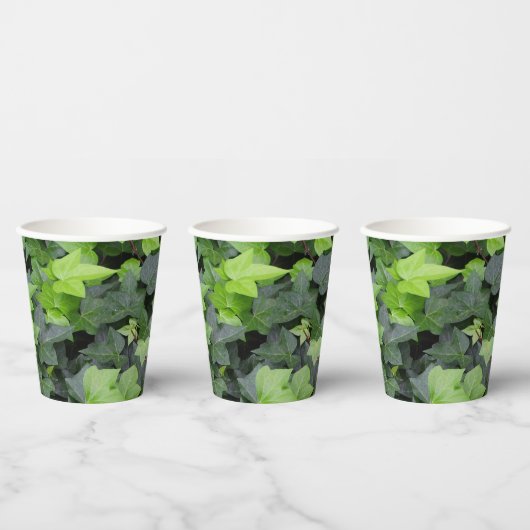 Green Ivy Botanical Print Papieren Bekers (Multi)