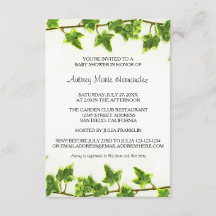 Green Ivy - Invitation Baby shower 3x5