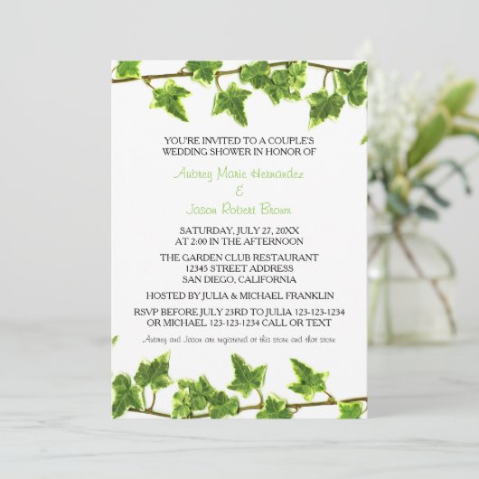 Green Ivy - Invitation Wedding shower d'un couple (Debout devant)