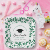 Green Ivy Pattern Personalized Graduation Papieren Bordje (Feest)