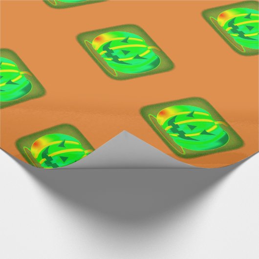 Green Jack o'lantern Halloween Thunder_Cove Cadeaupapier (Hoek)