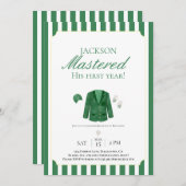 Green Jacket Golf First Birthday Invitation Kaart (Voorkant / Achterkant)