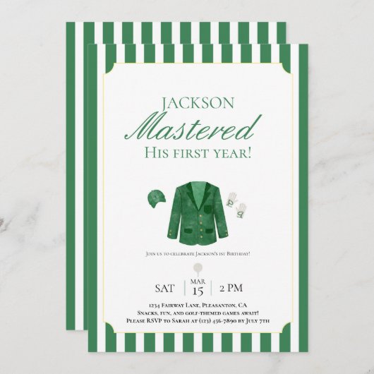 Green Jacket Golf Invitation d'anniversaire (Devant / Derrière)