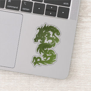Green Jade Chinese Dragon Silhouette Sticker