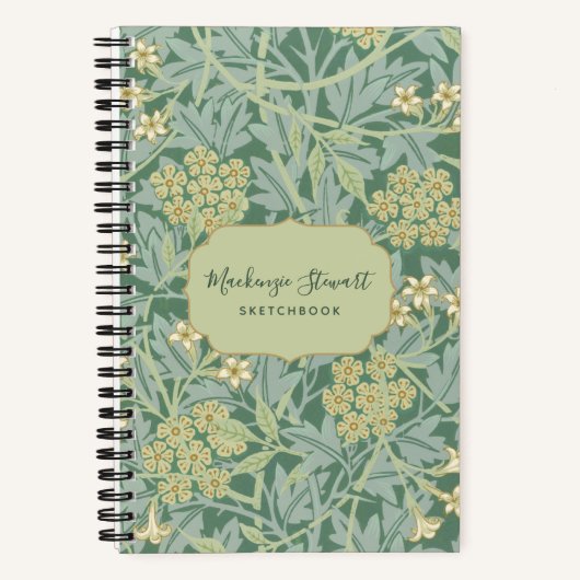 Green Jasmine Floral Pattern Sketchbook Notitieboek (Voorkant)