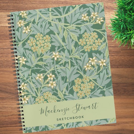 Green Jasmine Floral Pattern Sketchbook Notitieboek