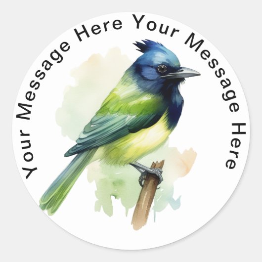 Green Jay Ronde Sticker (Voorkant)