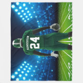 Green Jersey Personalized Football Player Fleece Deken (Voorkant)