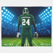 Green Jersey Personalized Football Player Fleece Deken (Voorkant (Horizontaal))
