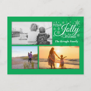 Green Jolly Kerstmis Snowflake Foto Briefkaart