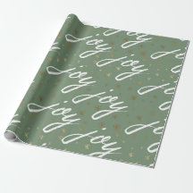 Green Joy Script Christmas Wrapping Paper