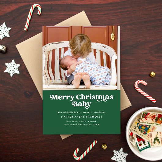 Green Joyeux Noël Baby Faire-part de naissance