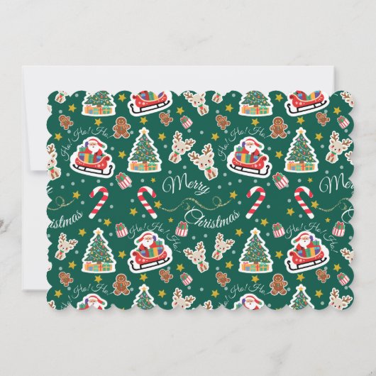 Green Joyeux Noël HO! HO! HO! HO! Invitation perso (Dos)