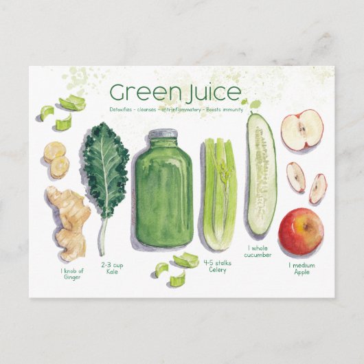 Green Juice Recipe Briefkaart (Voorkant)