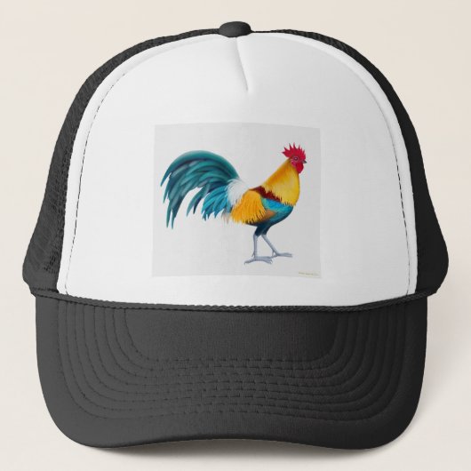 Green Junglefowl Rooster Trucker Pet (Voorkant)