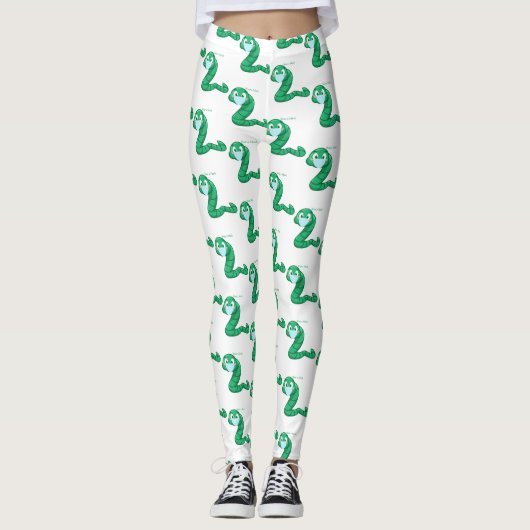 Green Kawaii Worm Thunder_Cove Leggings (Voorkant)