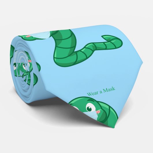 Green Kawaii Worm Thunder_Cove Stropdas (Opgerold)