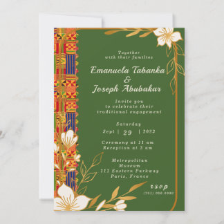 Green Kente Faire-part de mariage, Invitation afro