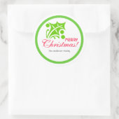 Green kerst Holly Leaf Ronde Sticker (Tas)
