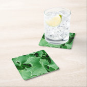 Green kerst Holly Vierkante Kartonnen Onderzetter (Insitu)