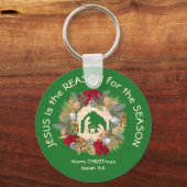 Green Kerstmis JESUS IS DE REDEN Sleutelhanger (Voorkant)