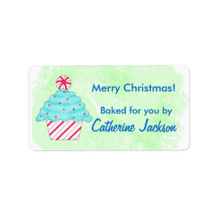 Green Kerstpeppermint Cupcake Food Gift Etiket