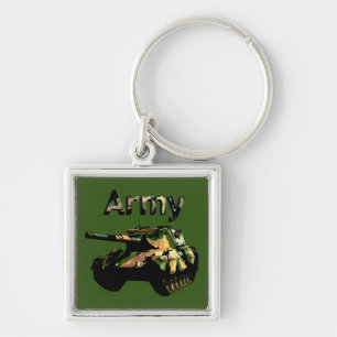 Green Khaki Army Tank, Keyring Sleutelhanger