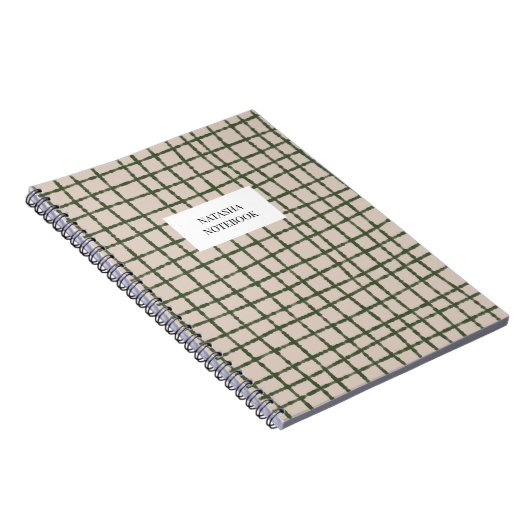 Green Khaki Check Motif Carnet papeterie (Côté Droit)