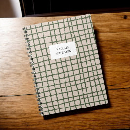 Green Khaki Check Pattern Notitieboek Stationery