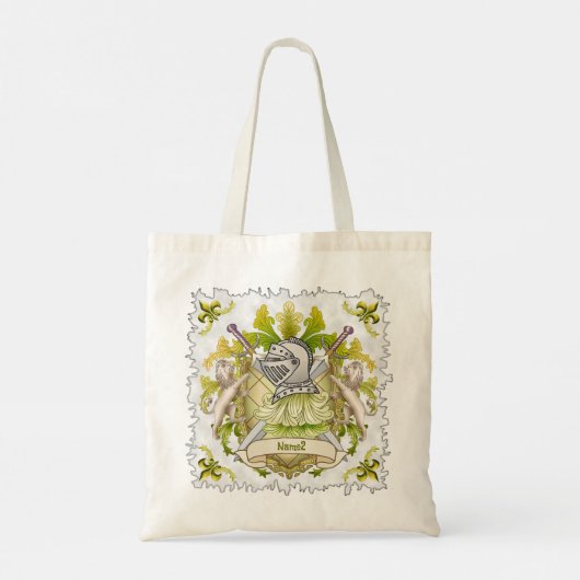 Green Knight Family Crest Achternaam canvas tas (Achterkant)